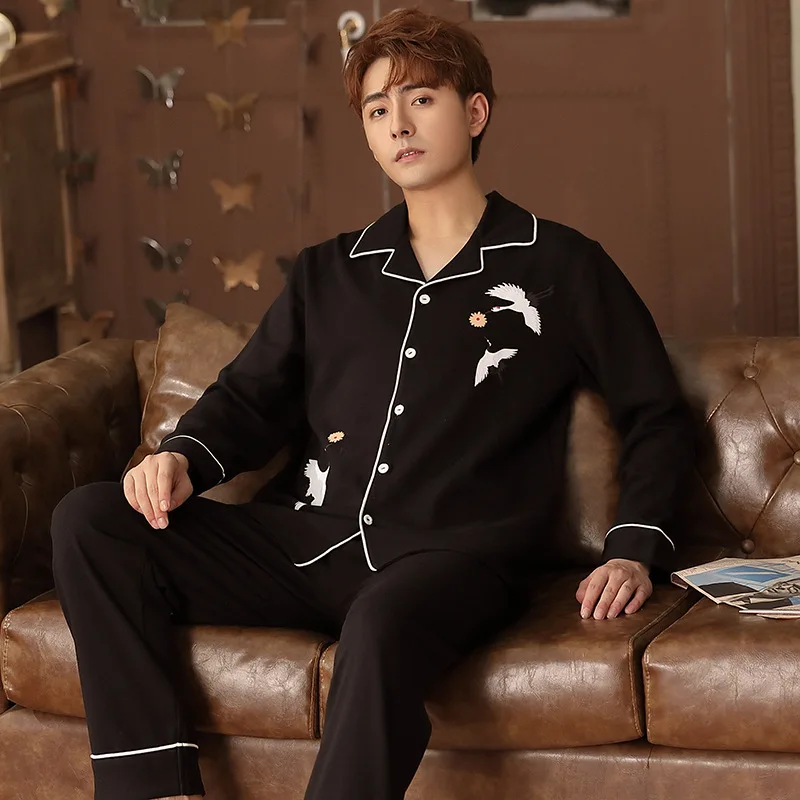 

Wmyqdlq Spring And Autumn Men's pyjamas 100% Cotton Pijamas Casual And Comfortable Pajamas Home Service Two-Piece Suit Pijamas