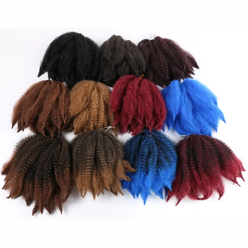 Marley Briads 8 дюймов Короткие афро курчавые Yaki синтетические плетеные волосы для