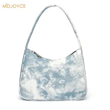

Fashion Exquisite Shopping Bag Women Tie Dye Printed Handbags Denim Vintage Travel Shoulder Clutch Underarm Bag
