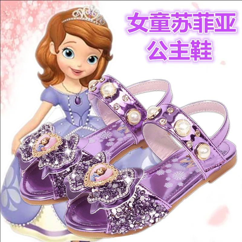 

Disney Girls Summer New Casual Sandals Shoes Children Sofia Princess Shoes Little Girls Performing Crystal Shoes