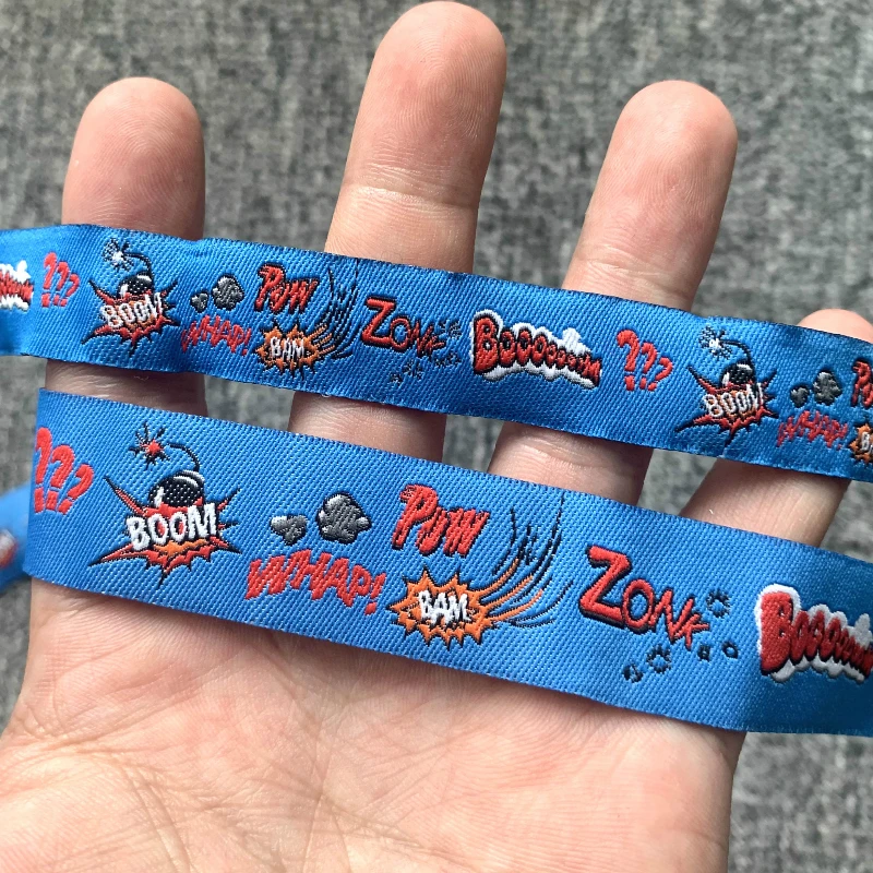 10 Yard 16Mm O 22Mm 5/8 "7/8" Poliestere Blu Bomba Cartone Animato Tessuto Jacquard Nastro Per Collare Di Cane