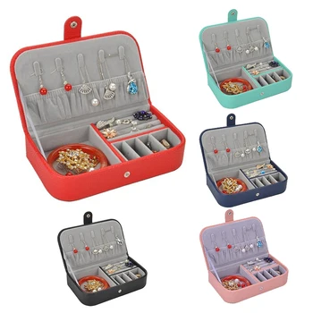 

Newest Pattern Jewelry Box Pu Lychee Pattern Earrings Storage Cases for Girl Portable Monolayer Jewelry Organizer