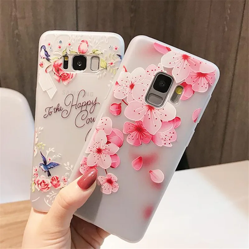 

Ourpho For Samsung Note 8 9 Cases Relief Springtime Flower Phone Cover For Samsung Galaxy S10 S9 S8 Plus Floral TPU Soft Case