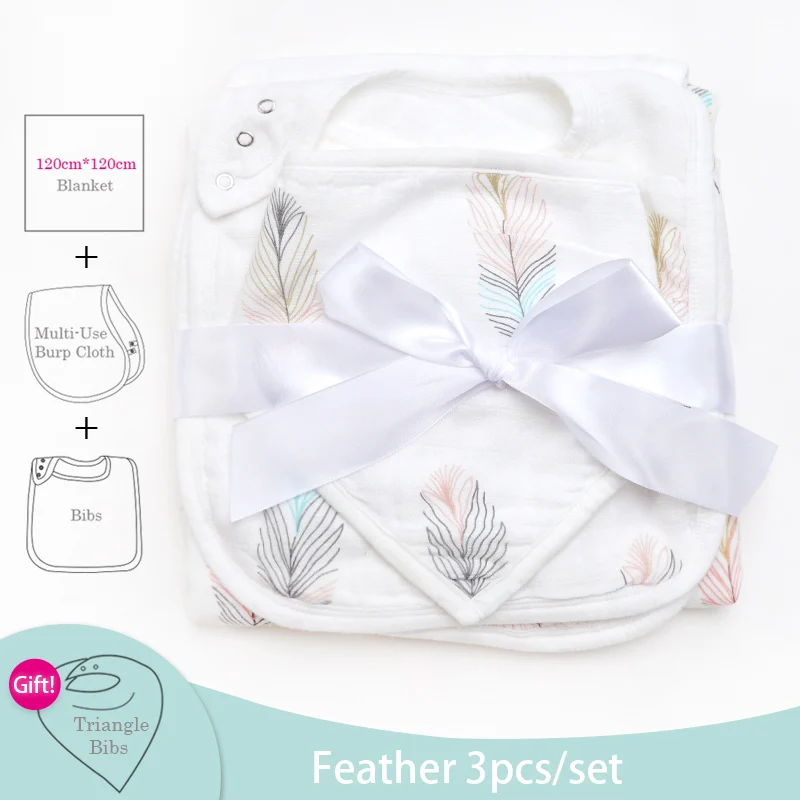 feather 4 шт./партия, новые бамбуковые хлопковые детские одеяла, конверт для пеленки для новорожденных, подгузники из муслина, модные детские Банные полотенца, шарф - Цвет: feather