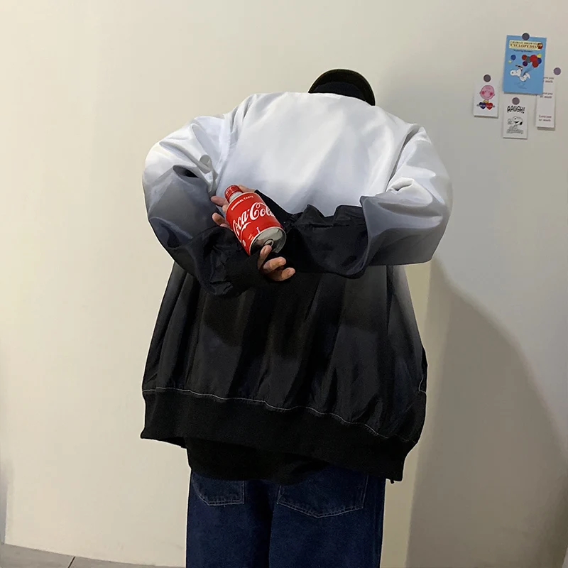 Promotion Rack Jacket Men's Fashion Gradient Casual Baseball Jacket Jackets Mens Streetwear Wild Loose Hip Hop Bomber Jacket Men M-5XL