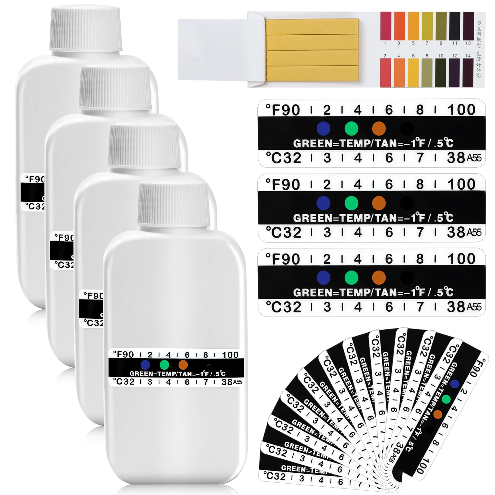Urine Test Complete 4pcs Empty Bottles 50 Temperature Test Strip PH