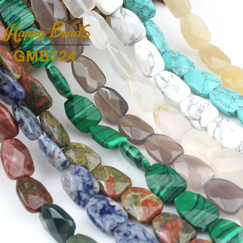 

12x16mm Faceted Howlite Malachite Agates Jades Stone Square Loose Spacer Bead For Jewelry Making Natural Stone Bead DIY Bracelet