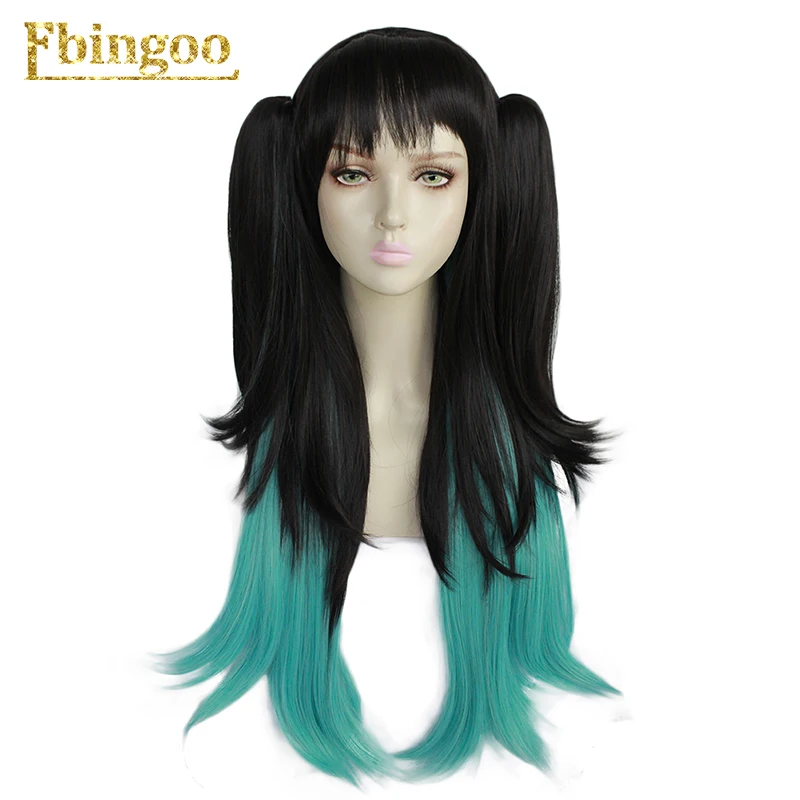

Ebingoo Anime Demon Slayer Kimetsu no Yaiba Tokitou Muichirou Gradient Green Cosplay High temperature Synthetic Hair Long Wigs