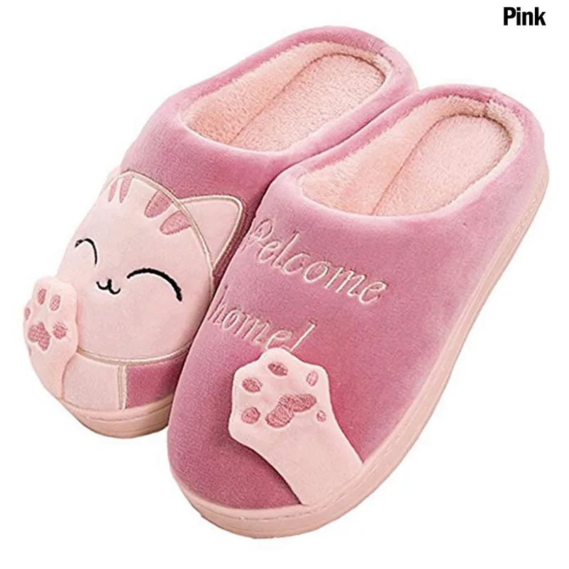 

Winter Warm House Slippers New Women Winter Home Slippers Cartoon Cat Non-slip Soft Indoor Bedroom Lovers Couples Floor SHUJIN