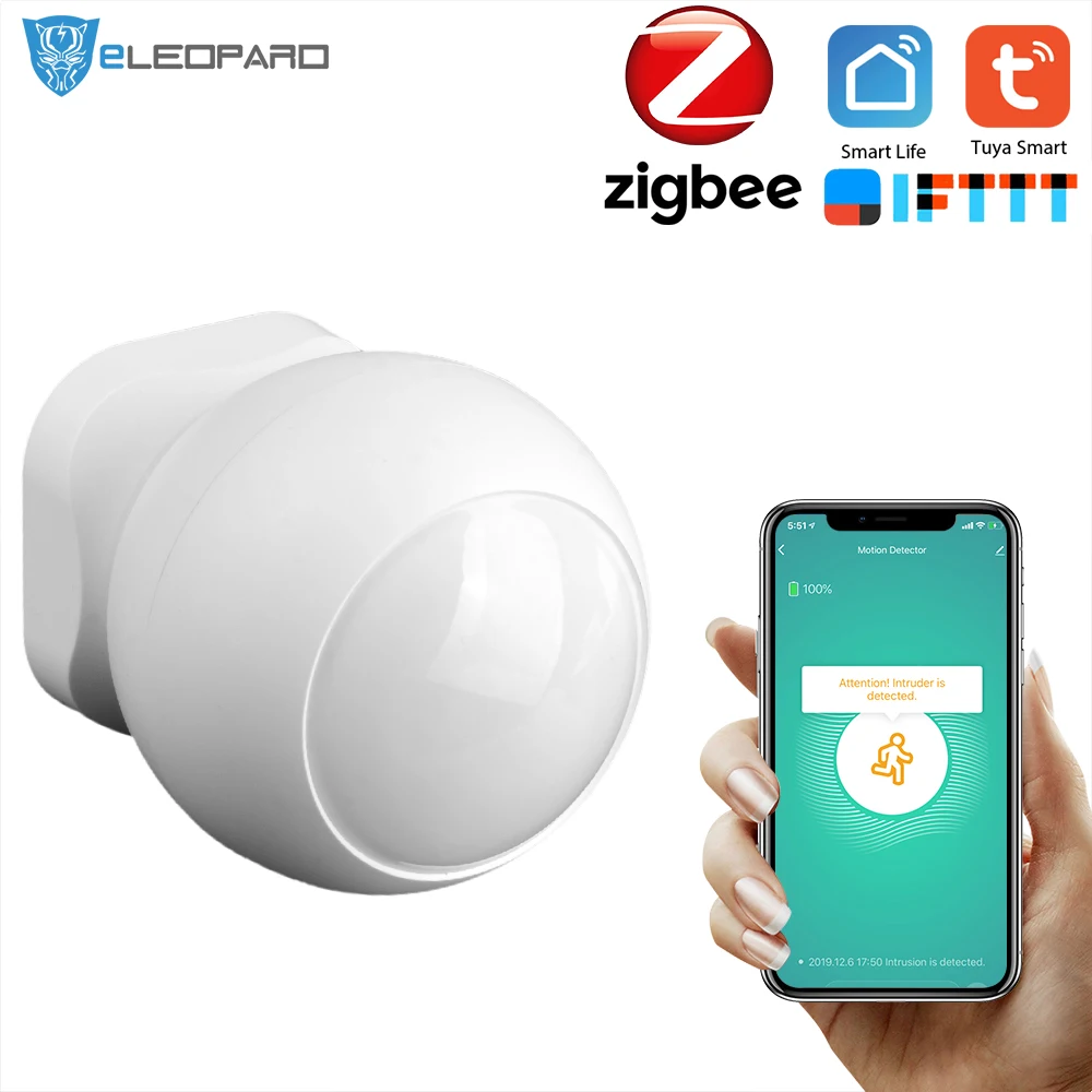 

ELEOPARD Tuya Smart life Zigbee PIR Sensor Motion Sensor Smart Life APP Wireless connect with Gateway Smart security alarm syste