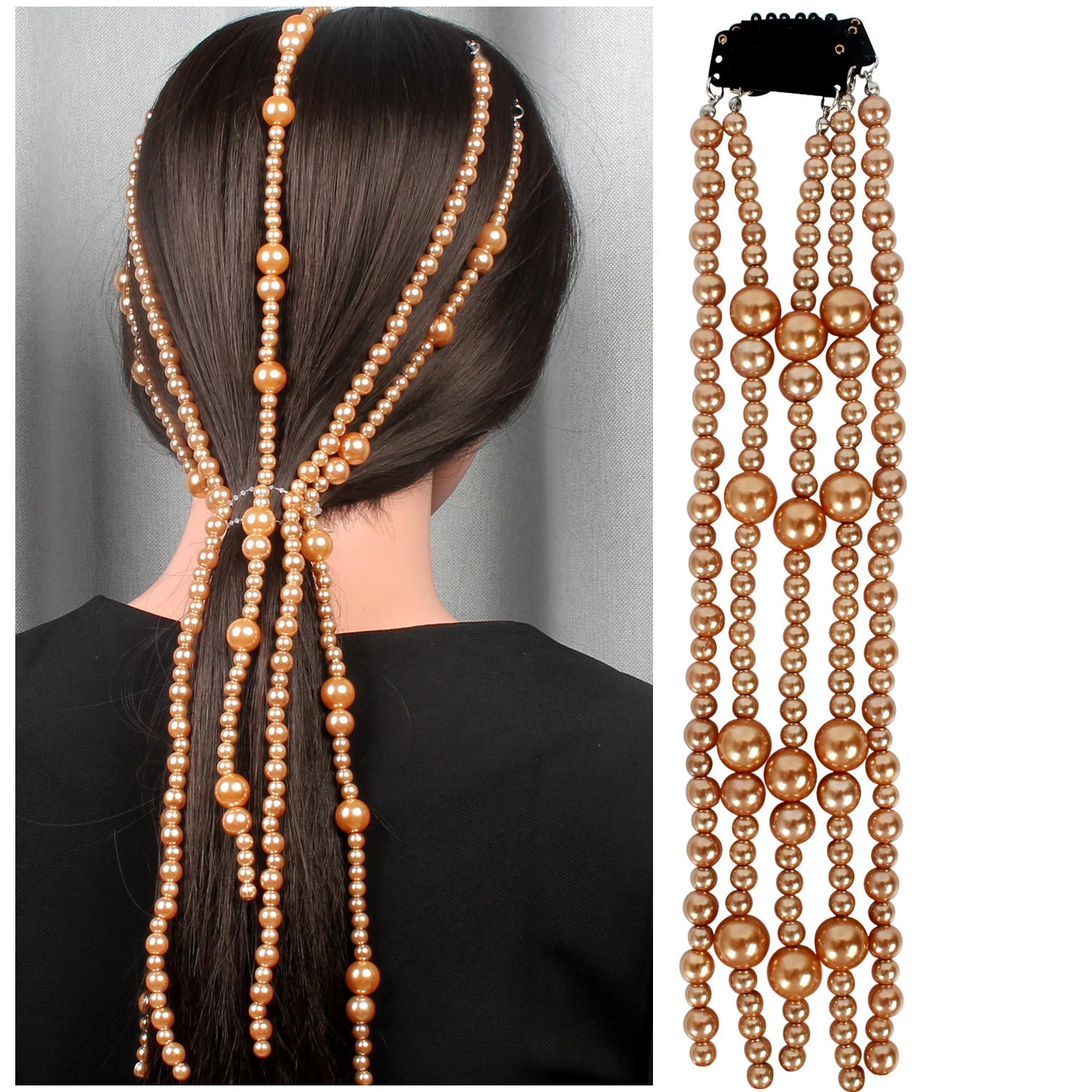 Модные головные уборы ABS жемчужная цепочка для волос длинные цепочки заколки для волос для женщин ювелирные изделия для волос Свадебные аксессуары для волос