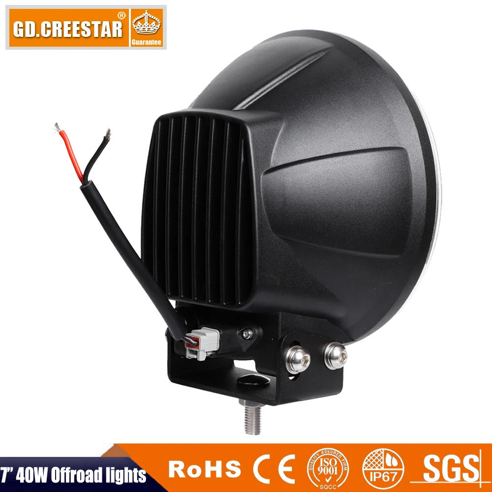 GDCREESTAR 357200001 светодиодный противотуманный фонарь для вождения 7 дюймов круглый 40 Вт Светодиодный фонарь с монтажными кронштейнами для гоночного автомобиля внедорожник ATV x1pc