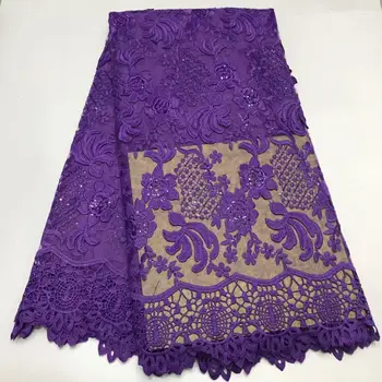 

3 D Flowers Embroidered Tulle Lace Fabric, Purple Lace Applique Fabric for Wedding, African 3D Flower Lace Fabric High Quality