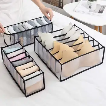 

Dormitory Closet Organizer For Socks Home Separated Underwear Storage Box 7 Grids Bra Organizer Foldable Drawer Organizer