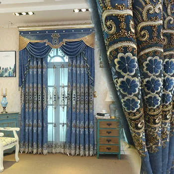 

Deluxe Atmospheric European Schneider Hollow Embroidery Curtains for Living Dining Room Bedroom.