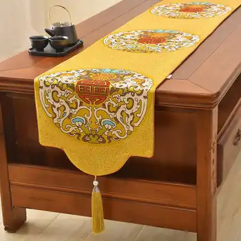 

Vintage Dragon Chinese Coffee Table Cloth Runner Decorative Cover EXtra Long Silk Satin Luxury Dining Tablecloths