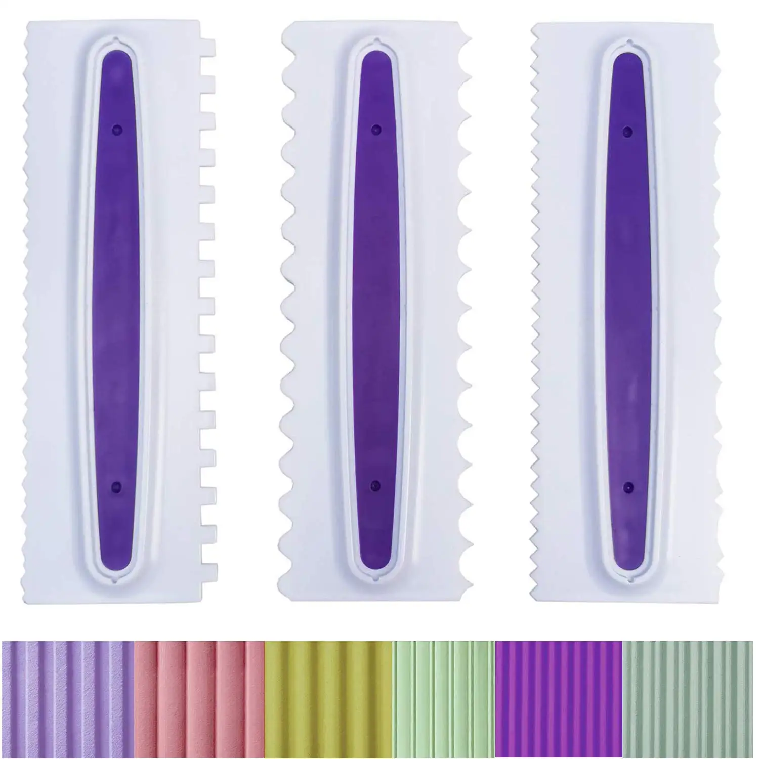  Set of 3 Decorating Comb and Icing Smoother Decorating Mousse Butter Cream Cake Edge Tools Scraper 