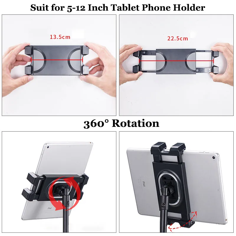 Vmonv Tripod Floor Tablet Stand for Ipad Air Mini Pro 5-12.9 Inch Tablet Phone Adjustable Tripod Ho