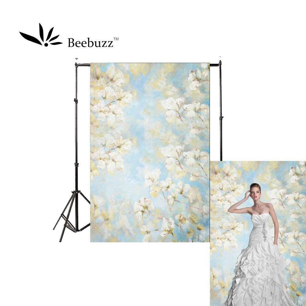 

Beebuzz photo backdrop fresh white flowers background the hand-painted design style of flower ornament photophone