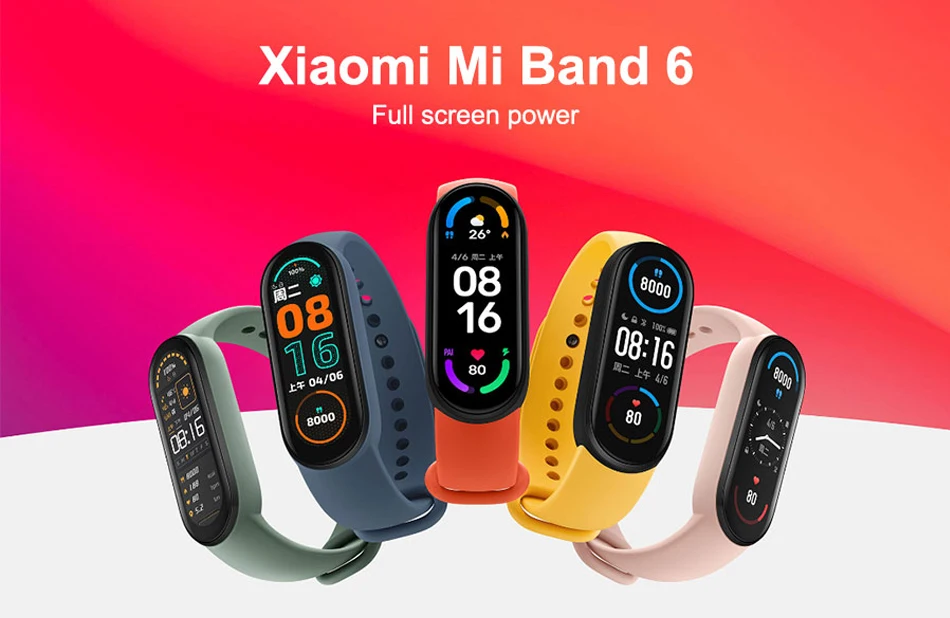 Multi-language Xiaomi Mi Band 6 Smart Bracelet 1.56"AMOLED Screen miBand 6 Heart Rate Fitness Traker Bluetooth 5ATM Waterproof