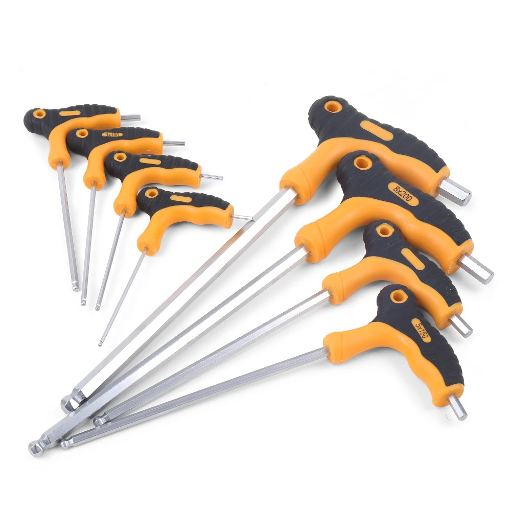 

8pc 2mm-10mm Hex Allen Key Wrench Set T Type Handle Ball Head Wrench Set Auto Motor Bike Bicycle Reapair Tool Set CRV