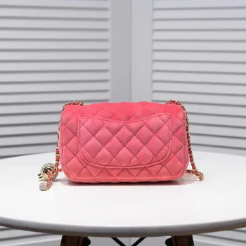 

Women's Luxury Designer Diamond Lattice Retro Velvet Shoulder Bag Chain Flap Crossbody Bag Handbag with Metal Diamond Ball