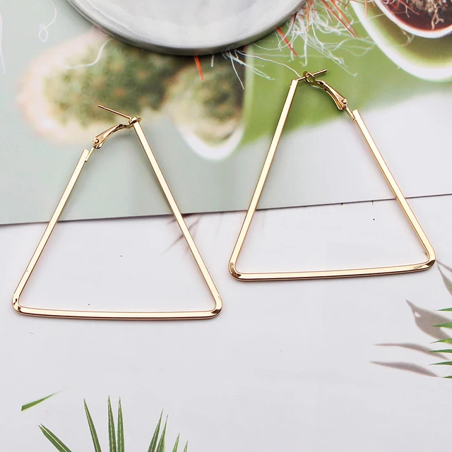 Fashion Korea Geometric Hoops Earring For Women Gold Color Punk Style Rings Women Earring Fashion Jewelry 2021 Trend,1 Pair 2