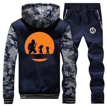 

Dragon Ball Hoodies Pants Set Kuririn Japan Anime Vaporwave Men Tracksuit Coat Track Suit Winter Thick Jacket Camo 2 Piece Sets