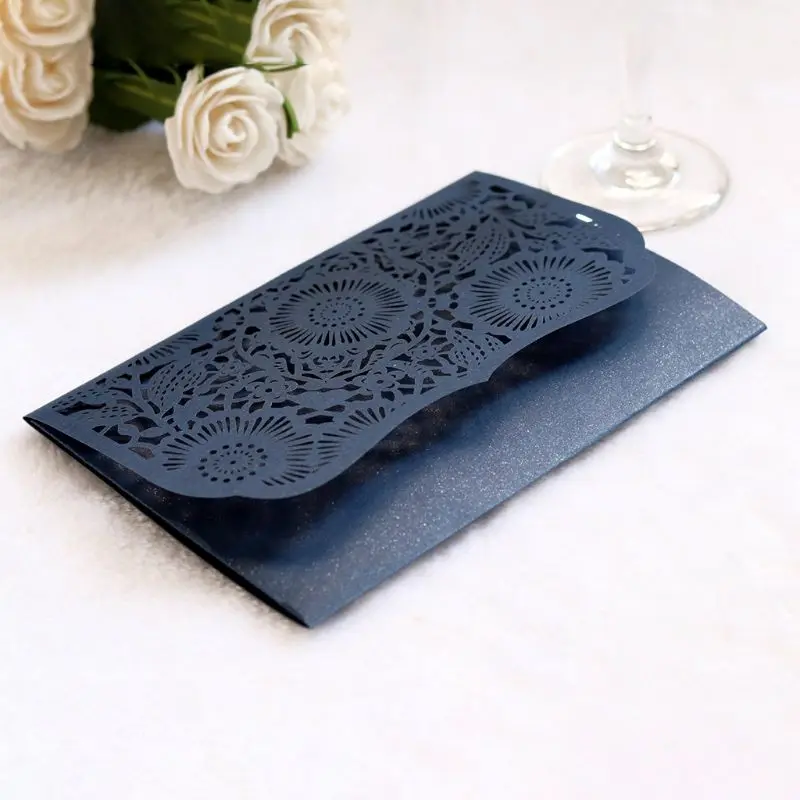  10pcs/set Laser Cut Luxury Hollow Wedding Invitations Card Elegant Lace Print Personalized Business - 4.00036E+12
