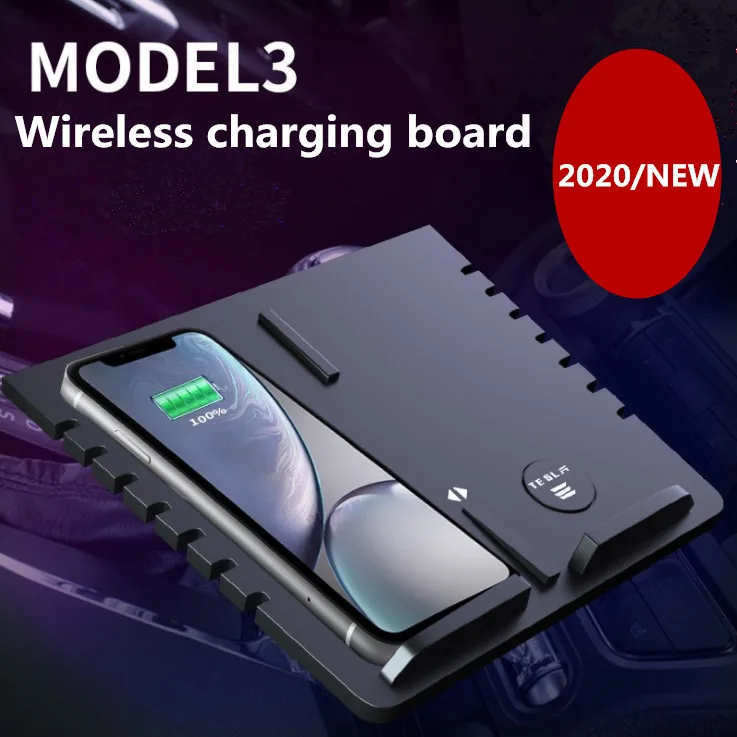 

Tesla Model 3 Wireless Car Phone Charger Dual USB Central Control Charging Board Fast Charging Plate Holder for mobile phone
