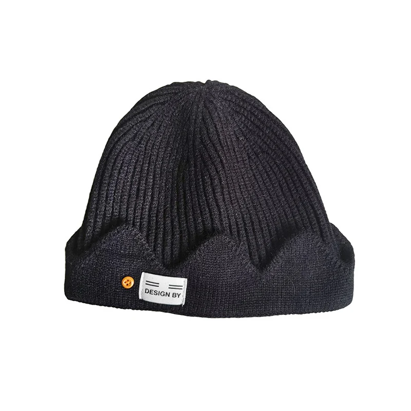 B Женская Мужская Уличная модная простая вязаная шапка в стиле хип-хоп, зимняя эластичная теплая шапка с манжетами - Цвет: B