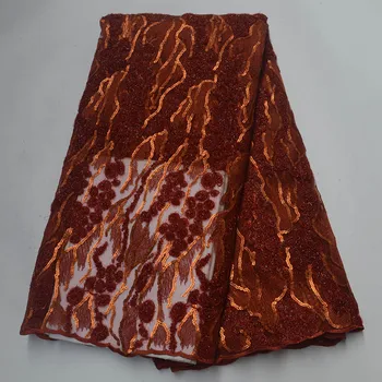 

Latest Design Nigerian Embroidered Sequined Mesh Lace Fabric Bride Wedding Fabrics Sequins India African Tulle Net Swiss Voile