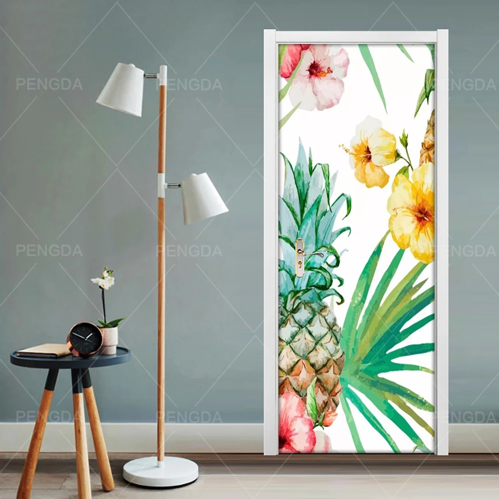 3D Шаг двери Стикеры DIY самоклеющиеся ананас новые настенные наклейки цветок водонепроницаемый обои плакат печать искусство картина домашний декор