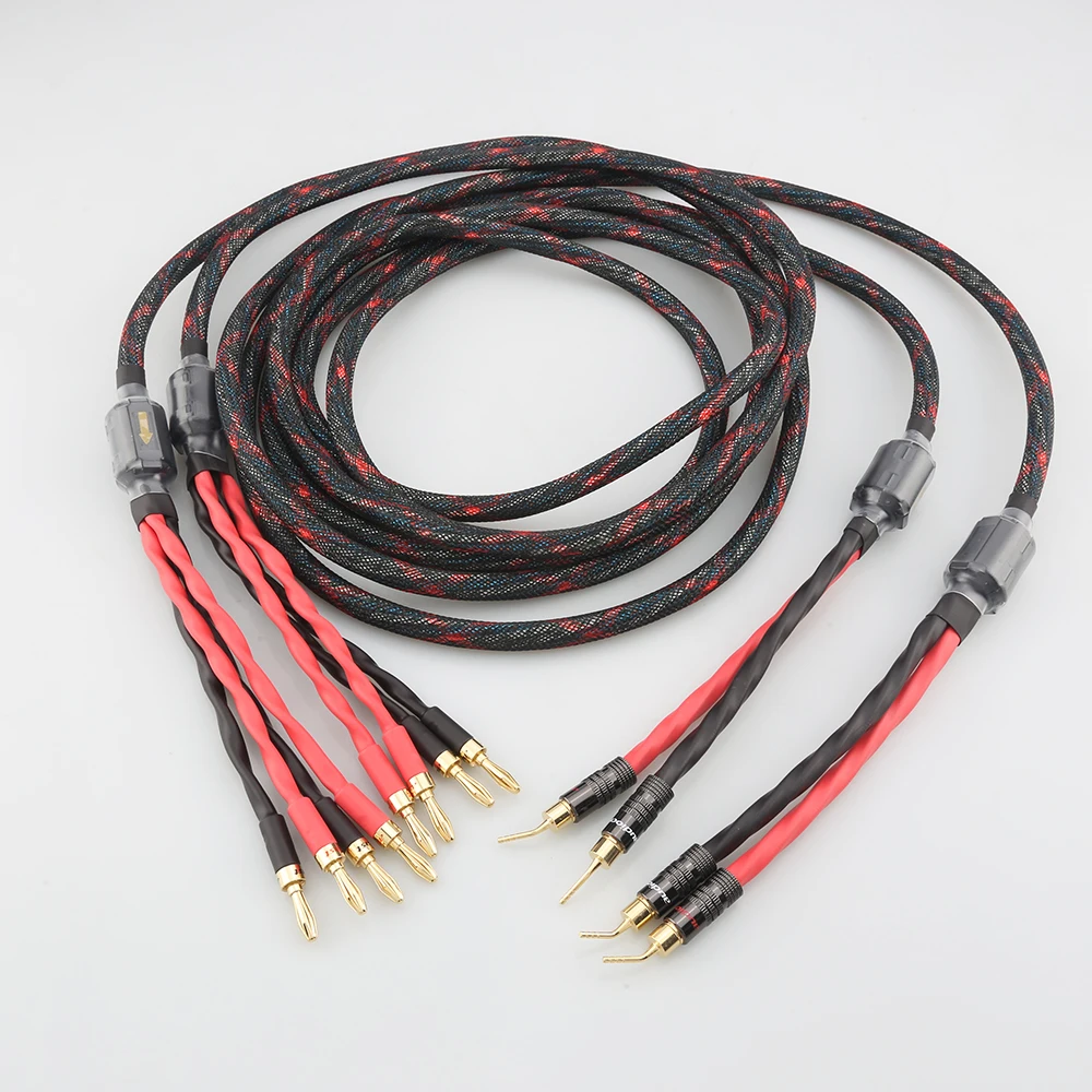 

Audiocrast SC08 Электрический Динамик кабель HIFI аудиофильский кабель типа "банан" к контакту контрольные выводы вилки типа «банан Biwire провод громк...