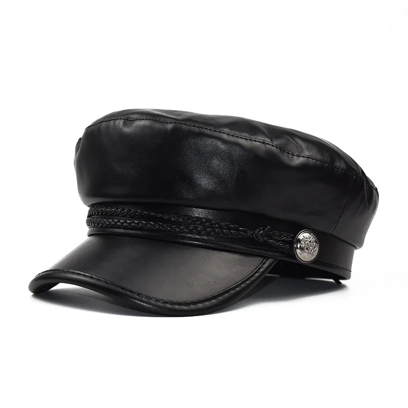 Winter Hats for Women Military Cap Vintage Cotton Leather Beret Gorras Planas Snapback Caps Female Casquette Ladies Headwear | Аксессуары