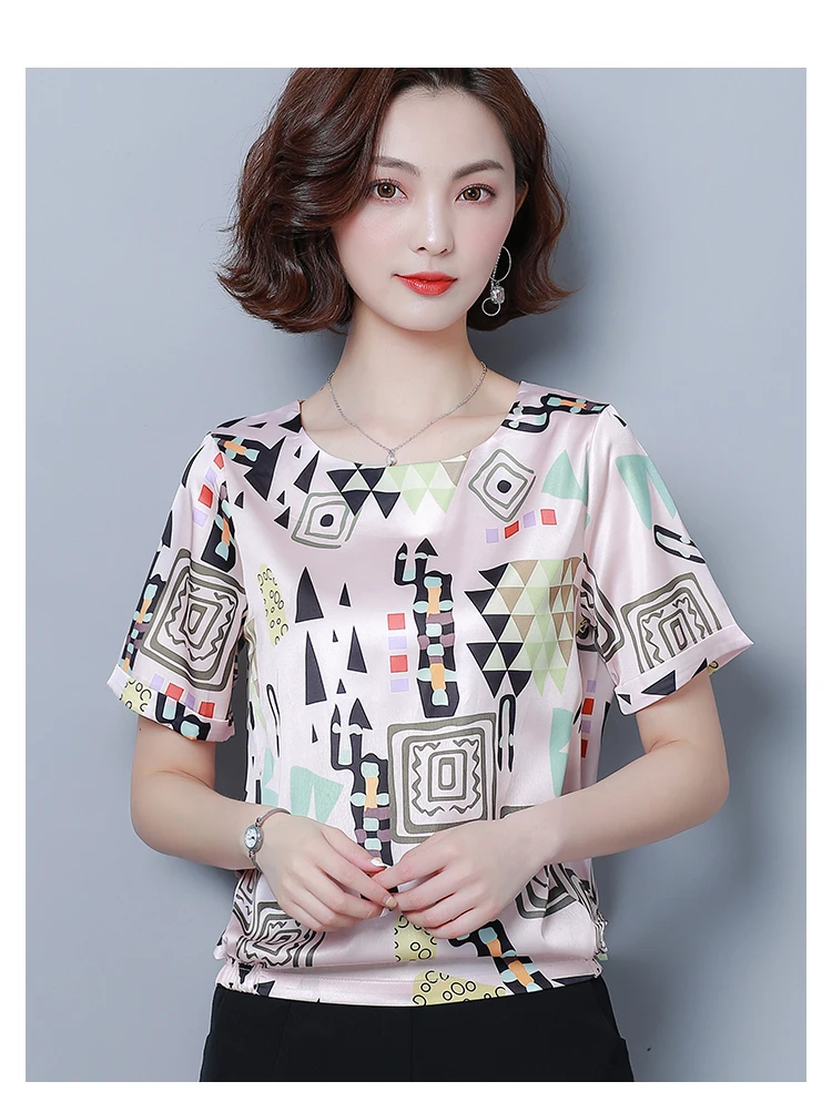 Женские топы и блузки женские топы 4XL размера плюс Blusas Mujer De Moda повседневные блузки с коротким рукавом и принтом 5660 50