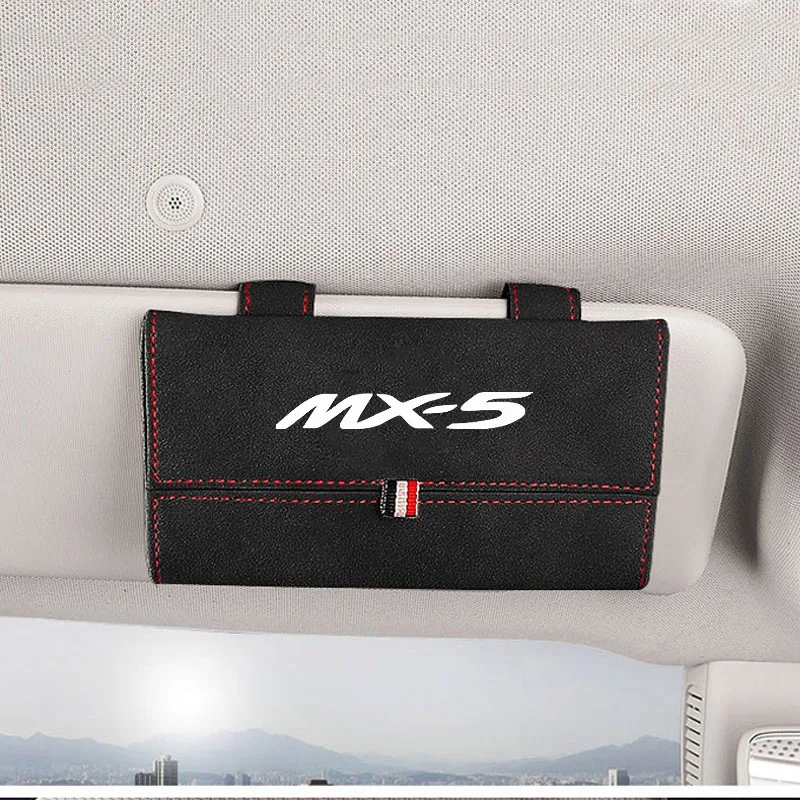 1pc Auto Accessories for Mazda Mx5 Flocking Auto Sunglasses Case Holder Organizer Car Glasses Box Storage Holder Magnetic