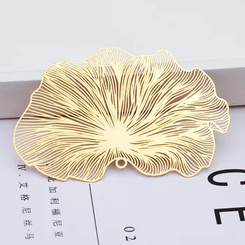 

200pcs 80*47mm Brass Metal Big Lotus Leaf Pendant Charms Bookmarks Filigree Ornaments DIY Jewelry Accessories Wholesale