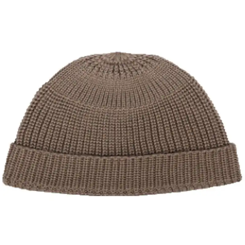 Light brown Модная мужская и женская вязаная Лыжная Шапка в стиле хип-хоп, одноцветная зимняя теплая шапка унисекс, шерстяная шапка - Цвет: Light brown