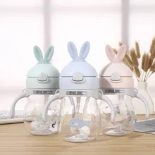 В музыкальном стиле милый кролик детская чашка с соломенной пищевой пластик PP материал детский чайник младенческий напиток воды чайник