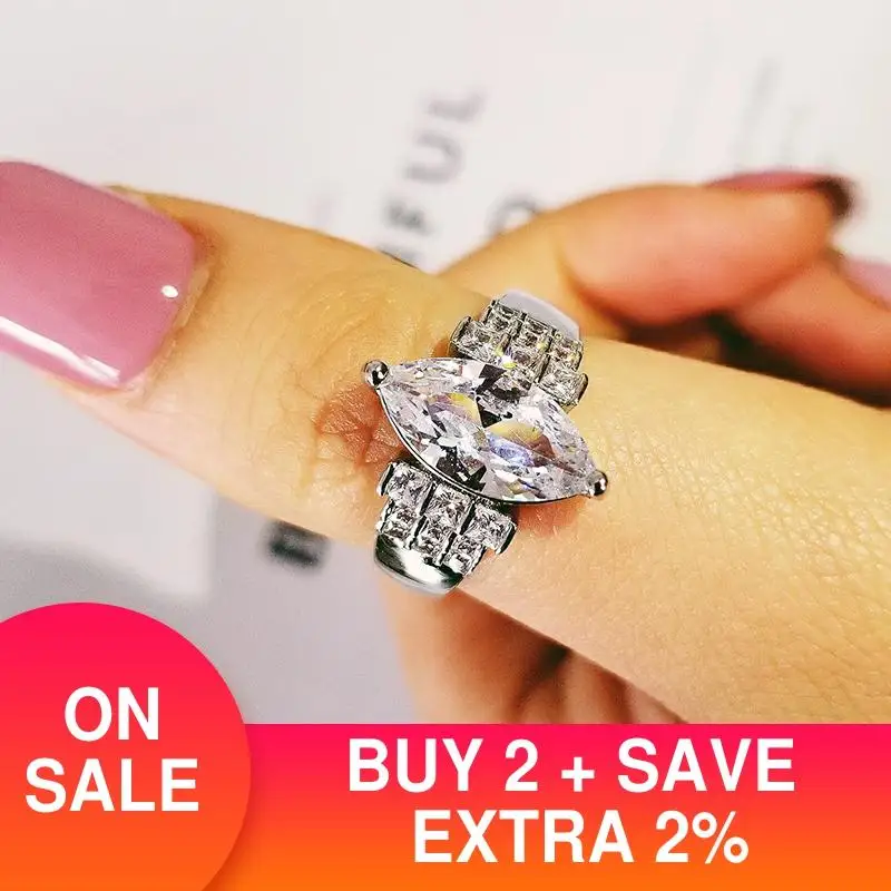 Женское Обручальное кольцо из стерлингового серебра 925 пробы с кубическим