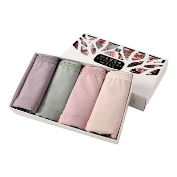 

Gift Box 4 Pcs/lot Women Menstruation Panties Cotton Three-layer Extended Crotch Briefs Female Underwear Cozy Seamless Lingerie