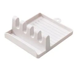 Multi-Function Kitchen Utensil Organizer and Spoon Rest (White)