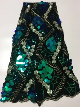 

Green African Sequin Lace Fabric velvet For Sewing Dress African Wedding Lace African Clothes 2020 French Net Lace Sequin Fabric