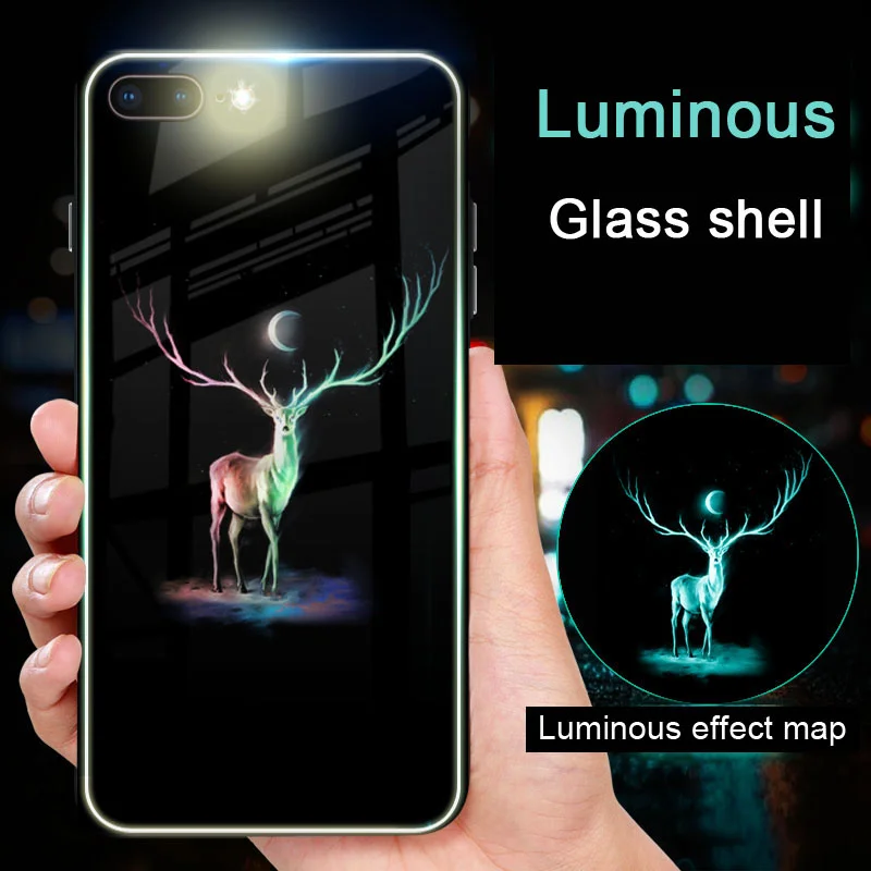 Чехол в виде светящегося стекла для iphone 11 pro Max 7 8 6s Plus Xs чехол для Max XR Cover - Цвет: Style 19