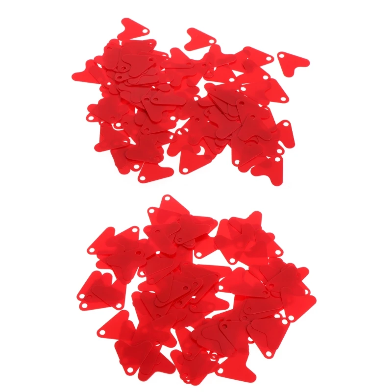 100 шт Пластиковый аксессуар в форме красного сердца с блестками для приманки, рыболовная приманка, крючок D0UF
