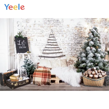 

Christmas Tree Fireplace Living Room Interior Brick Wall Baby Portrait Backdrop Vinyl Photography Background For Photo Studio