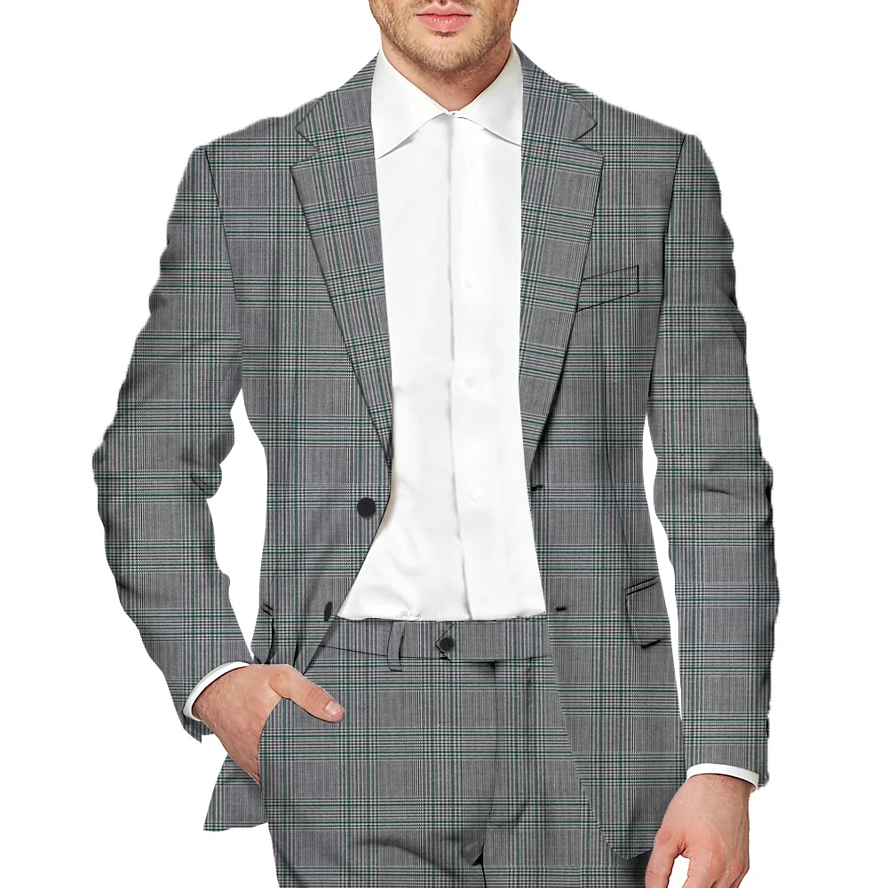 Style2 Мужской Клетчатый деловой костюм для отдыха, винтажный Свадебный костюм для жениха, вечерние смокинги, офисный комплект(Блейзер+ брюки - Цвет: Style2