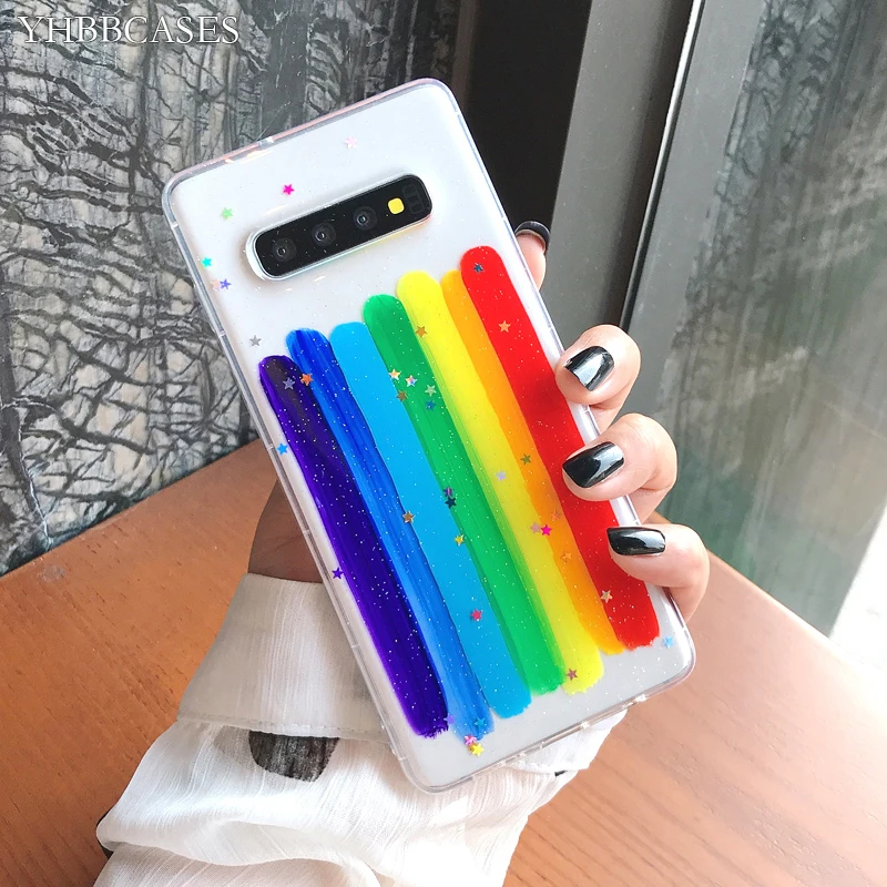 Блестящие радужные прозрачные мягкие чехлы для Samsung Galaxy S20 Ultra S10 S8 S9 Plus чехол с