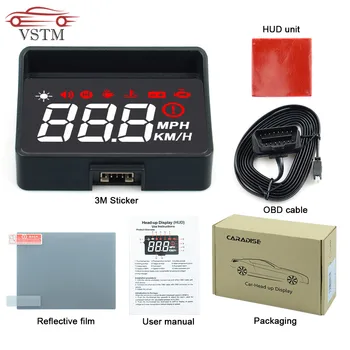 

Hot!!Car HUD Head Up Display A100s OBD2 II EUOBD Overspeed Warning System Projector Windshield Auto Electronic Voltage Alarm